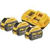 DEWALT Kit de inicio de batería XR FLEXVOLT DCB118X3, incl. 3x batería 54 Voltios 3Ah, Conjunto amarillo/Negro
