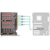 DeLOCK Tarjeta PCI Express x16 a 4x NVMe M.2 Key interna, Tarjeta de interfaz 