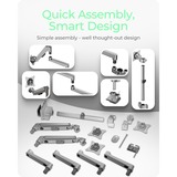 ICY BOX IB-MS525-T 76,2 cm (30") Escritorio Gris, Plata, Soporte de monitor gris, Pinza/Atornillado, 21 kg, 76,2 cm (30"), 100 x 100 mm, Ajustes de altura, Gris, Plata