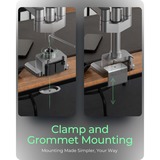 ICY BOX IB-MS525-T 76,2 cm (30") Escritorio Gris, Plata, Soporte de monitor gris, Pinza/Atornillado, 21 kg, 76,2 cm (30"), 100 x 100 mm, Ajustes de altura, Gris, Plata