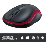 Logitech M185 Ratones, Ratón rojo, Ambidextro, Óptico, RF inalámbrico, 1000 DPI, Rojo, Minorista