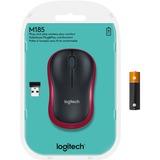 Logitech M185 Ratones, Ratón rojo, Ambidextro, Óptico, RF inalámbrico, 1000 DPI, Rojo, Minorista