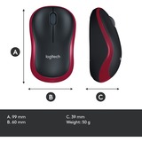 Logitech M185 Ratones, Ratón rojo, Ambidextro, Óptico, RF inalámbrico, 1000 DPI, Rojo, Minorista
