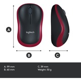 Logitech M185 ratón Ambidextro RF inalámbrico Óptico 1000 DPI rojo, Ambidextro, Óptico, RF inalámbrico, 1000 DPI, Negro, Rojo, Minorista