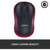 Logitech M185 ratón Ambidextro RF inalámbrico Óptico 1000 DPI rojo, Ambidextro, Óptico, RF inalámbrico, 1000 DPI, Negro, Rojo, Minorista