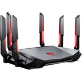 MSI RADIX AXE6600 WIFI 6E TRI-BAND router inalámbrico Gigabit Ethernet Doble banda (2,4 GHz / 5 GHz) Negro, Rojo Wi-Fi 6 (802.11ax), Doble banda (2,4 GHz / 5 GHz), Ethernet, Negro, Rojo, Router de sobremesa