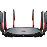 MSI RADIX AXE6600 WIFI 6E TRI-BAND router inalámbrico Gigabit Ethernet Doble banda (2,4 GHz / 5 GHz) Negro, Rojo Wi-Fi 6 (802.11ax), Doble banda (2,4 GHz / 5 GHz), Ethernet, Negro, Rojo, Router de sobremesa
