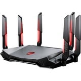 MSI RADIX AXE6600 WIFI 6E TRI-BAND router inalámbrico Gigabit Ethernet Doble banda (2,4 GHz / 5 GHz) Negro, Rojo Wi-Fi 6 (802.11ax), Doble banda (2,4 GHz / 5 GHz), Ethernet, Negro, Rojo, Router de sobremesa