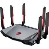 MSI RADIX AXE6600 WIFI 6E TRI-BAND router inalámbrico Gigabit Ethernet Doble banda (2,4 GHz / 5 GHz) Negro, Rojo Wi-Fi 6 (802.11ax), Doble banda (2,4 GHz / 5 GHz), Ethernet, Negro, Rojo, Router de sobremesa