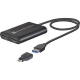 Sonnet USB3-DHDMI adaptador de cable de vídeo USB tipo A 2 x HDMI Negro negro, USB tipo A, 2 x HDMI, Macho, Hembra, Derecho, Derecho