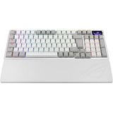 ASUS ROG Azoth 96 HE, Teclado para gaming blanco, Inalámbrico y alámbrico, USB + RF Wireless + Bluetooth, Magnetic-mechanical key switch, QWERTZ, LED RGB, Blanco