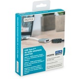 Digitus Adaptador gráfico 4K HDMI USB Type-C™ blanco/Plateado, 0,2 m, USB Tipo C, HDMI, Macho, Hembra, USB