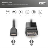 Digitus Cable adaptador USB-C <> DisplayPort, bidireccional negro