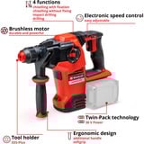 EINHELL Martillo perforador a batería profesional HEROCCO 36/28, 36Volt (2x18Volt) rojo/Negro
