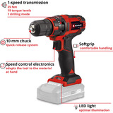 EINHELL TC-CD 18/35 Li - Solo, 4513927, Taladro/destornillador rojo/Negro