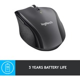 Logitech LGT-M705S Ratones, Ratón antracita, mano derecha, Laser, RF inalámbrico, 1000 DPI, Negro