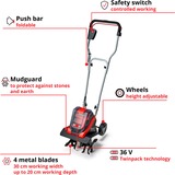 EINHELL GE-CR 30 Li - Solo, minicultivador a batería, Cortar rojo/Negro, Sin cargador ni batería, 11 kg, 30 cm, 20 cm, 73,73 dB, 93 dB