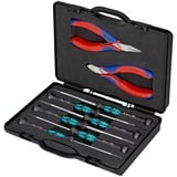 KNIPEX Juego de pinzas electrónicas, 8 piezas, Set de pinzas gris/Azul