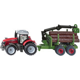 SIKU BLISTER Massey Ferguson con remolque forestal, Automóvil de construcción 