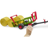 bruder Recolector de pacas redondas con 3 pacas redondas, Automóvil de construcción 