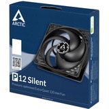 ARCTIC P12 Silent Carcasa del ordenador Ventilador 12 cm Negro negro, Ventilador, 12 cm, 1050 RPM, 0,08 sonio, 24,1 cfm, 40,95 m³/h