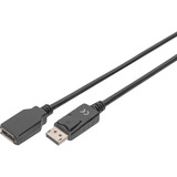 Digitus Cable de extensión DisplayPort 1.2, conector > hembra, Cable alargador negro
