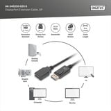 Digitus Cable de extensión DisplayPort 1.2, conector > hembra, Cable alargador negro