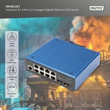 Digitus Switch Gigabit Ethernet PoE gestionado L2 industrial 8+2 puertos, Interruptor/Conmutador 