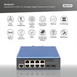 Digitus Switch Gigabit Ethernet PoE gestionado L2 industrial 8+2 puertos, Interruptor/Conmutador 
