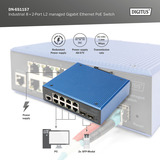 Digitus Switch Gigabit Ethernet PoE gestionado L2 industrial 8+2 puertos, Interruptor/Conmutador 