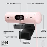 Logitech Brio 500, Webcam rosa/Negro