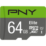PNY Elite microSD 64 GB, Tarjeta de memoria gris/Verde