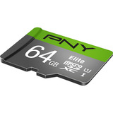 PNY Elite microSD 64 GB, Tarjeta de memoria gris/Verde