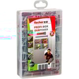 fischer Profi-Box DuoPower + tornillos, Pasador gris claro/Rojo