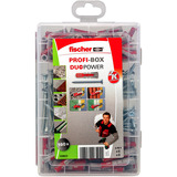 fischer Profi-Box DuoPower + tornillos, Pasador gris claro/Rojo