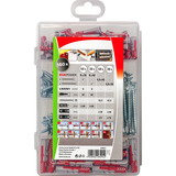 fischer Profi-Box DuoPower + tornillos, Pasador gris claro/Rojo