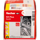 fischer Taco de expansión SX Plus 8x40, Pasador gris claro