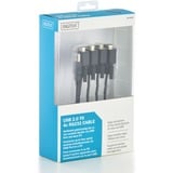 Digitus Cable ® USB 2.0 a 4 RS232 negro, Negro, 1,5 m, USB tipo A, DB-9, Macho, Macho