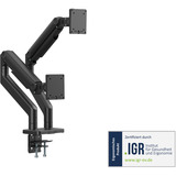 Digitus Soporte doble para monitor, 2x 45", 2x 20 kg, Soporte de monitor negro