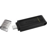 Kingston DataTraveler 256GB USB-C 3.2 Gen 1 70, Lápiz USB negro, 256 GB, USB Tipo C, 3.2 Gen 1 (3.1 Gen 1), Tapa, 7 g, Negro