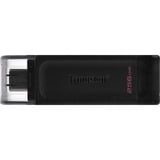 Kingston DataTraveler 256GB USB-C 3.2 Gen 1 70, Lápiz USB negro, 256 GB, USB Tipo C, 3.2 Gen 1 (3.1 Gen 1), Tapa, 7 g, Negro