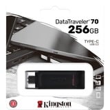 Kingston DataTraveler 256GB USB-C 3.2 Gen 1 70, Lápiz USB negro, 256 GB, USB Tipo C, 3.2 Gen 1 (3.1 Gen 1), Tapa, 7 g, Negro