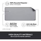 Logitech Desk Mat Alfombrillas para ratón, Alfombrilla de ratón gris, Gris, Monocromo, Nylon, Poliéster, Caucho, Base antiderrapante