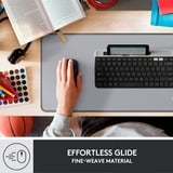 Logitech Desk Mat Alfombrillas para ratón, Alfombrilla de ratón gris, Gris, Monocromo, Nylon, Poliéster, Caucho, Base antiderrapante