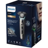 Philips SHAVER Series 9000 S9974/55 Afeitadora eléctrica Wet & Dry con SkinIQ, Máquina de afeitar gris cuarzo, Máquina de afeitar de rotación, Cromo, Dual SteelPrecision blades, GroomTribe, SH91, 2 año(s)