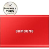 SAMSUNG Portable SSD T7 1000 GB Rojo, Unidad de estado sólido rojo, 1000 GB, USB Tipo C, 3.2 Gen 2 (3.1 Gen 2), 1050 MB/s, Protección mediante contraseña, Rojo