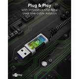 goobay Cable Ethernet USB-A 3.2 Gen1 conector > conector RJ-45, Adaptador de red negro/Plateado