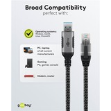 goobay Cable Ethernet USB-A 3.2 Gen1 conector > conector RJ-45, Adaptador de red negro/Plateado