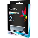 ADATA AELI-UE800-2T-CSG unidad flash USB 2 TB USB Tipo C 3.2 Gen 2 (3.1 Gen 2) Plata, Lápiz USB aluminio (cepillado), 2 TB, USB Tipo C, 3.2 Gen 2 (3.1 Gen 2), 1000 MB/s, Deslizar, Plata