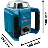 Bosch GRL 400 H Professional Nivel giratorio 400 m 635 nm (< 1 mW), Láser rotativo azul, 400 m, 0,08 mm/m, 5°, 600 RPM, Rojo, 635 nm (< 1 mW)